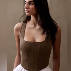 Banana Republic Laurel Corset Top Mushroom Size 0 NWT